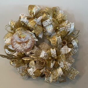 White dove gold wreath